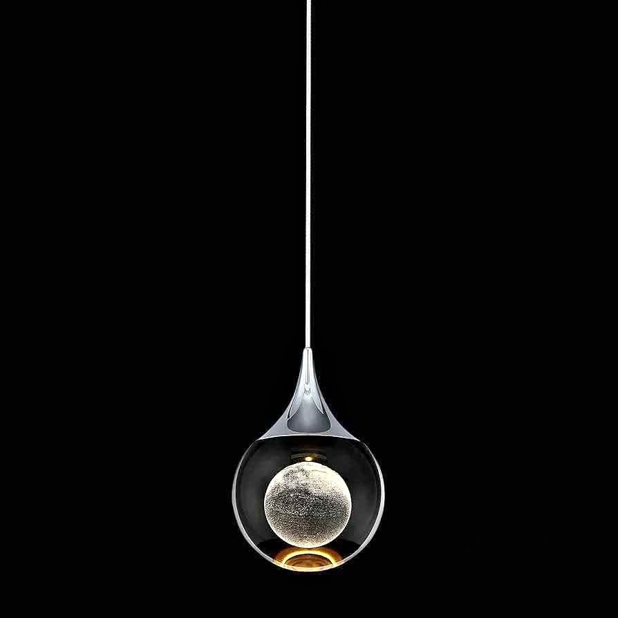JoollySun 3D Moon Globe Crystal Mini LED Pendant Light
