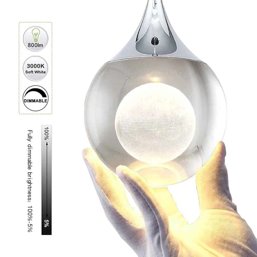JoollySun 3D Moon Globe Crystal Mini LED Pendant Light - photo 3