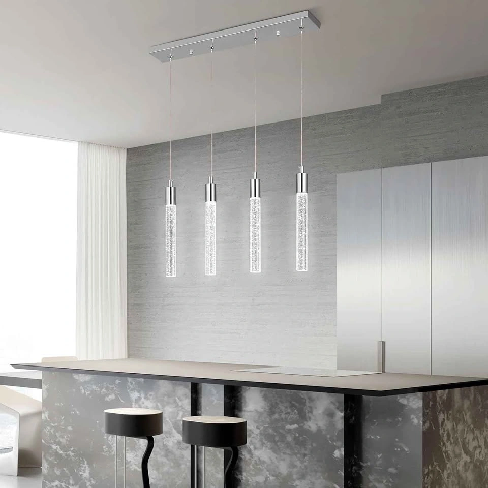 zhllmq 4 LED Modern Pendant Light Fixture, Chrome, BRAND NEW