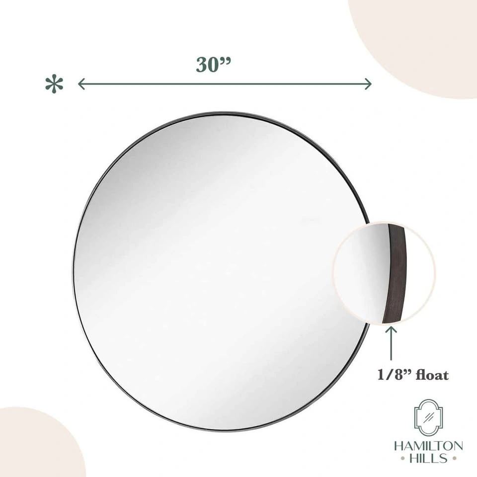 Hamilton Hills 30 inch Black Round Mirror, Brand New - photo 3
