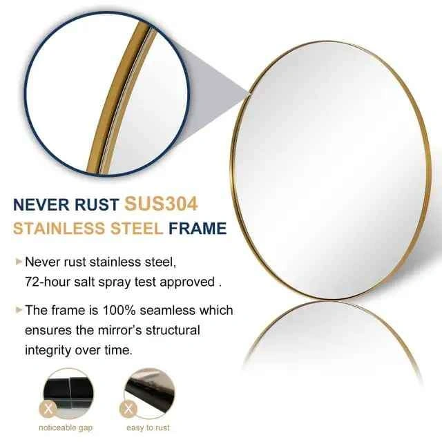 BRAND NEW - ANDY STAR 30" Round Gold Metal Frame Mirror - photo 2