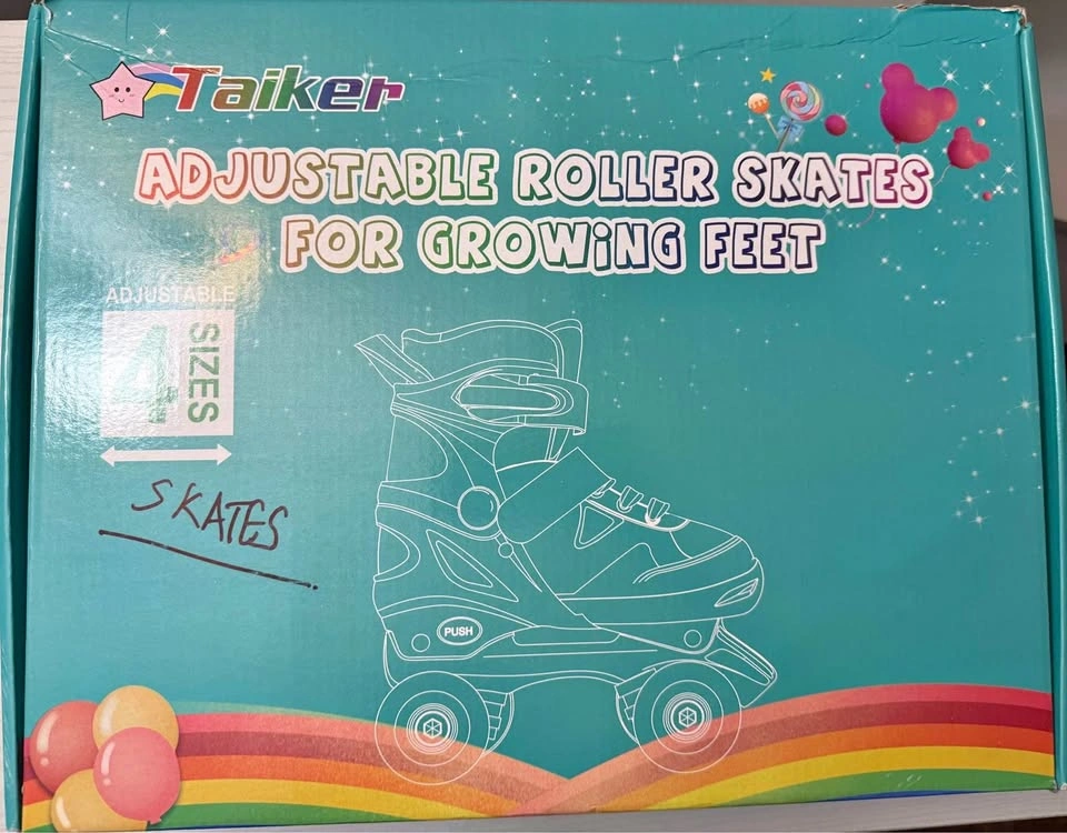 Roller Skates for Kids Girls Boys 4 Size, Adjustable, Wheels Lig