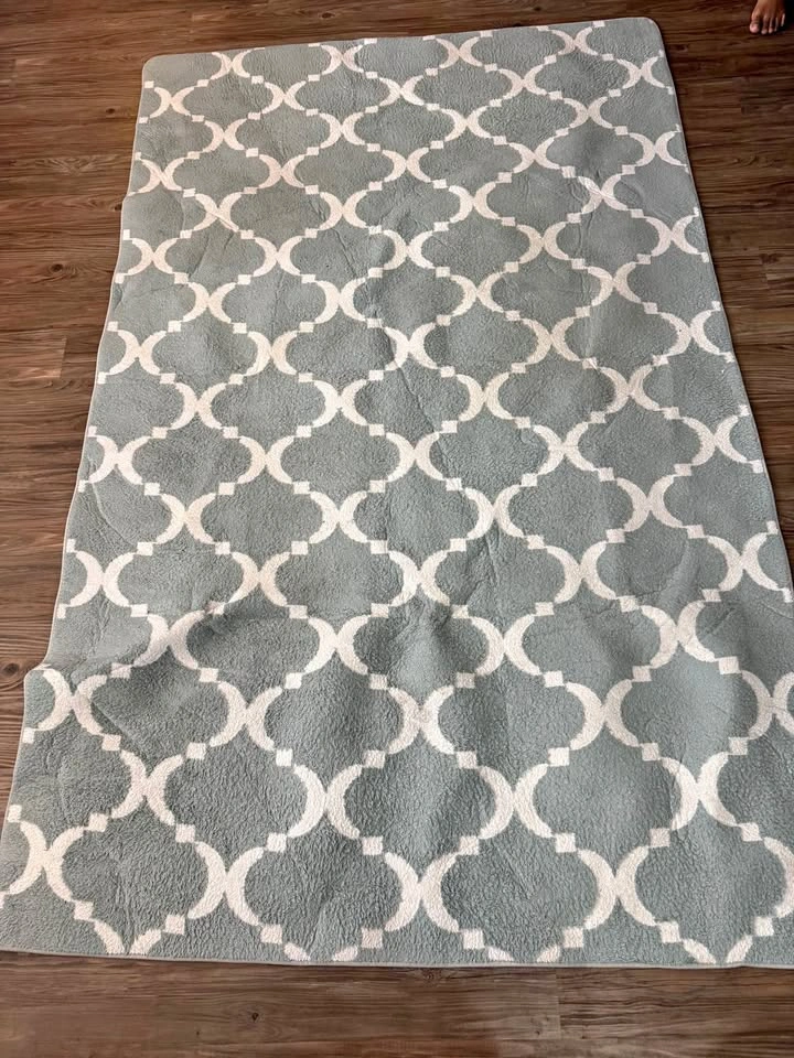 Large Moroccan Trellis Grey Machine Washable Area Rug