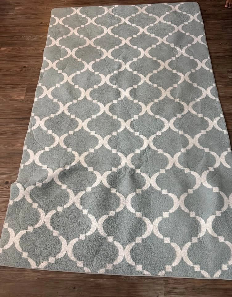 Large Moroccan Trellis Grey Machine Washable Area Rug - photo 2