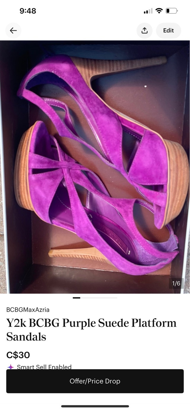BCBGMaxAzria Purple Suede Platform Sandals 7 - photo 3