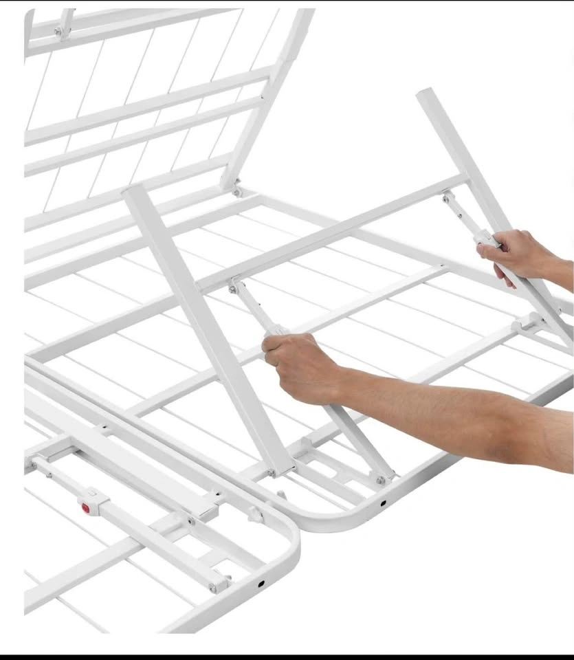 Queen Metal Foldable Bed Frame, White, New - photo 2