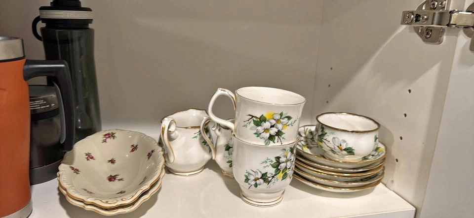 Vintage White Dogwood Floral Royal Albert Bone China Tea Set