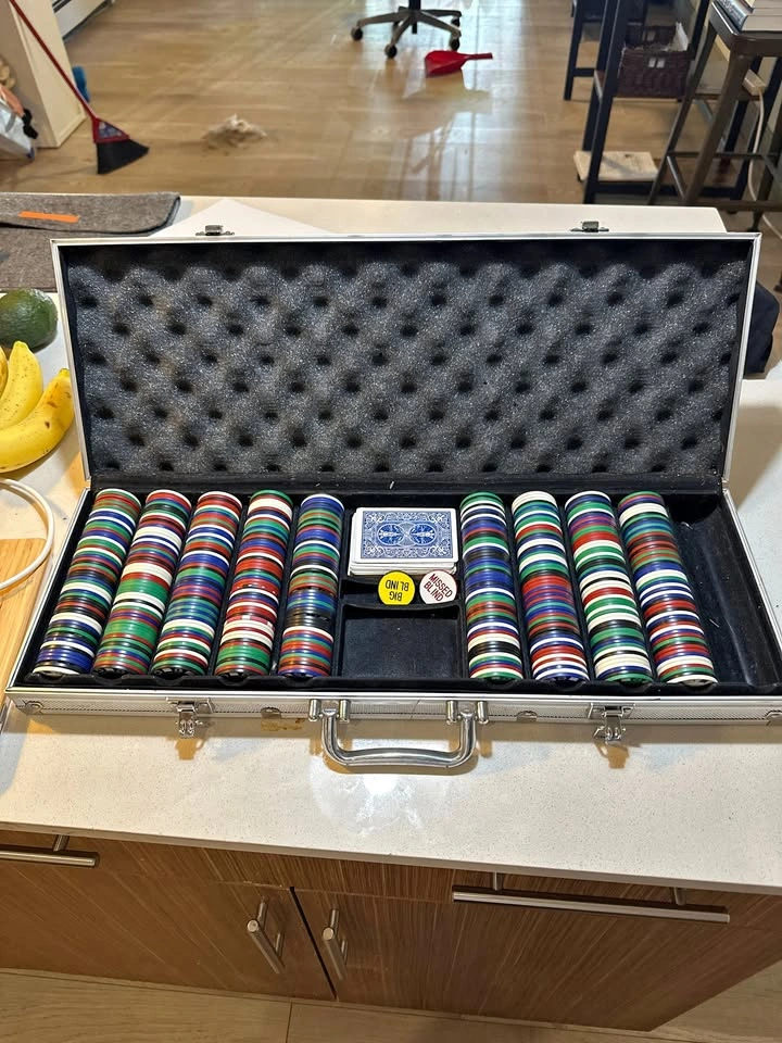 Poker Chip Set in Aluminum Case with Playing Cards $30 OBO