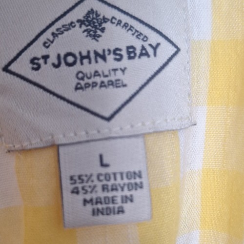St. John's Bay Yellow White Gingham Wrap V-Neck Tie Puff Sleeve - photo 3