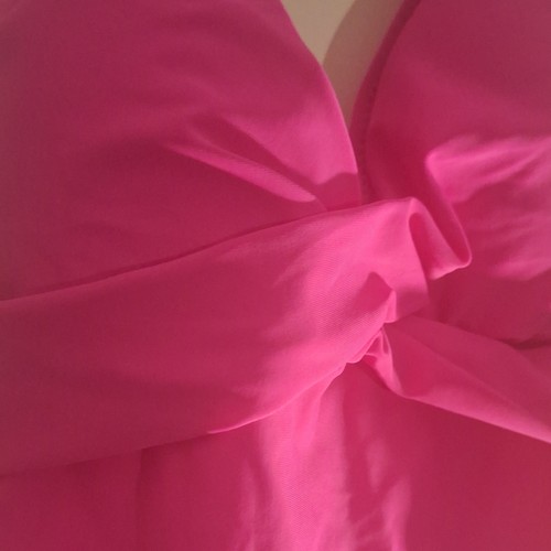 Women’s Pink Solid Halter One-Piece Swimsuit Tie Front Lined Siz - photo 2