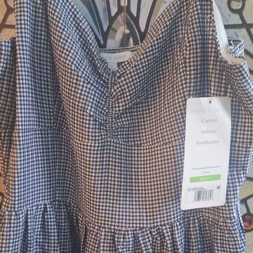 Draper James Blue/White Gingham Smocked Ruffle Midi Dress, L - photo 4
