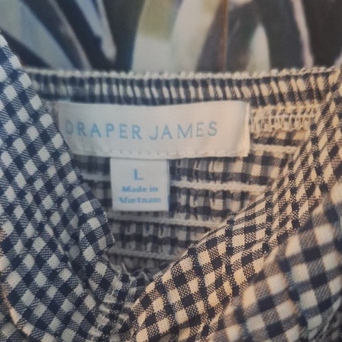 Draper James Blue/White Gingham Smocked Ruffle Midi Dress, L - photo 5