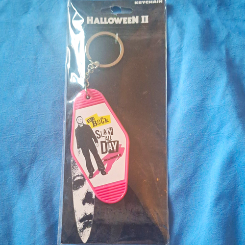 Halloween II “He’s Back Slay All Day” Pink Keychain
