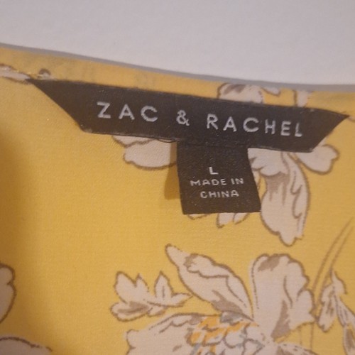 ZAC & RACHEL Yellow White Floral Ruffle V-Neck Blouse L - photo 2