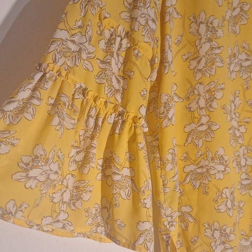 ZAC & RACHEL Yellow White Floral Ruffle V-Neck Blouse L - photo 5