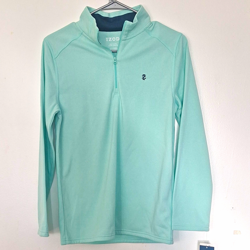 IZOD Mint Green Solid 1/4 Zip Mock Neck Sweatshirt L/G 14/16
