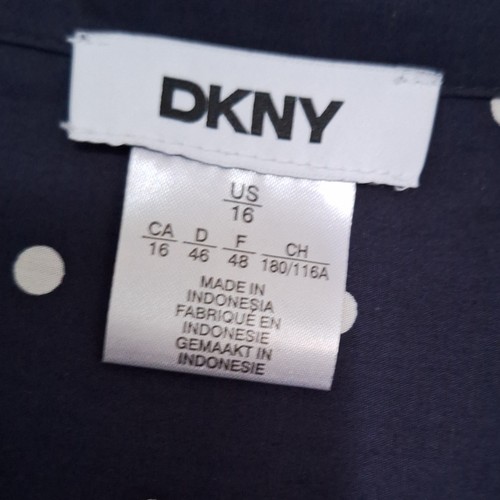 DKNY Navy/White Polka Dot Belted Shirt Dress Size 16 - photo 2
