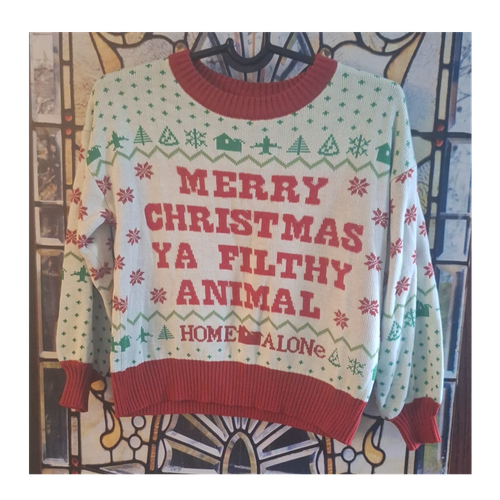 Home Alone Fair Isle Graphic Knit Crew Neck Pullover Sweater - photo 2