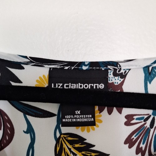 Liz Claiborne 1X Floral Ruffle V-Neck Long Sleeve Blouse - photo 2