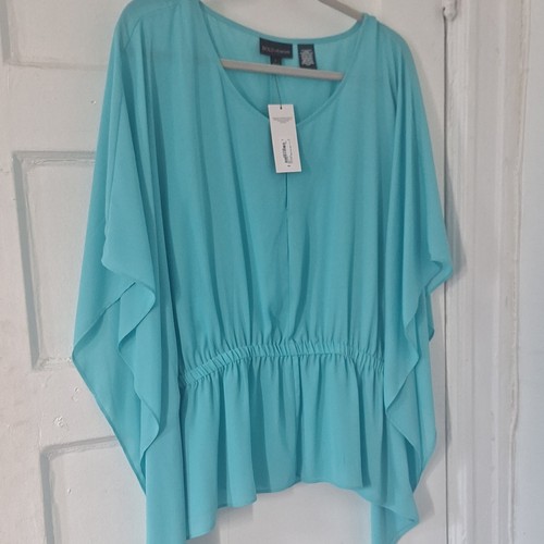 Bold Elements Aqua Blue Kimono Sleeve Tunic Blouse L - photo 2