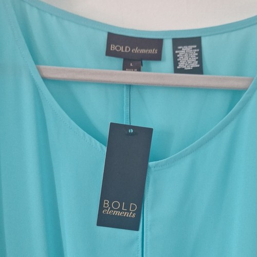 Bold Elements Aqua Blue Kimono Sleeve Tunic Blouse L - photo 3