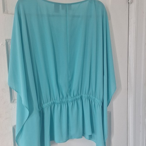Bold Elements Aqua Blue Kimono Sleeve Tunic Blouse L - photo 5