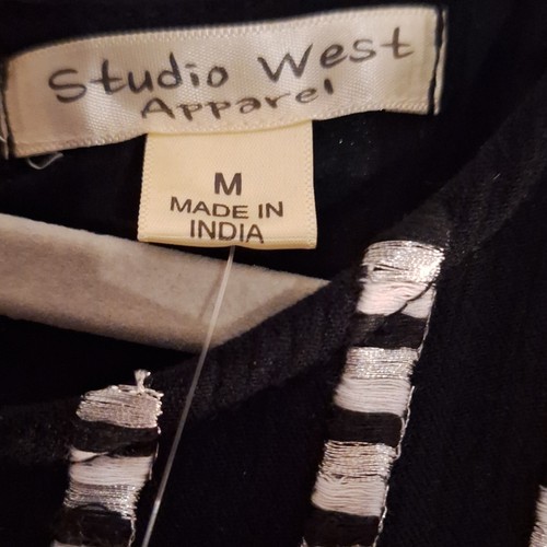 Studio West Apparel Black/Silver Striped Long Shift Dress 3/4 Sl - photo 5