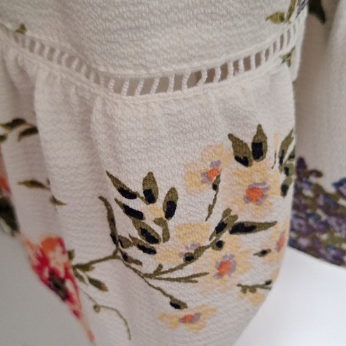 Fever White Floral Ruffle Sleeve Scoop Neck Pullover Blouse 1X - photo 4