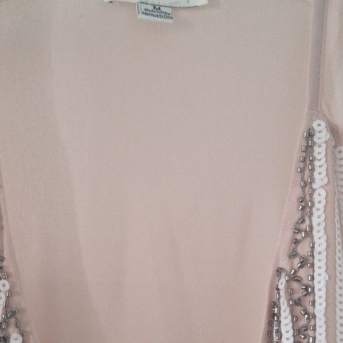 Storee Blush Beaded Sequin Mesh Sleeveless V-Neck Mini Dress, Si - photo 3