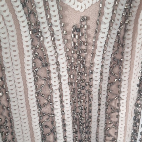 Storee Blush Beaded Sequin Mesh Sleeveless V-Neck Mini Dress, Si - photo 4