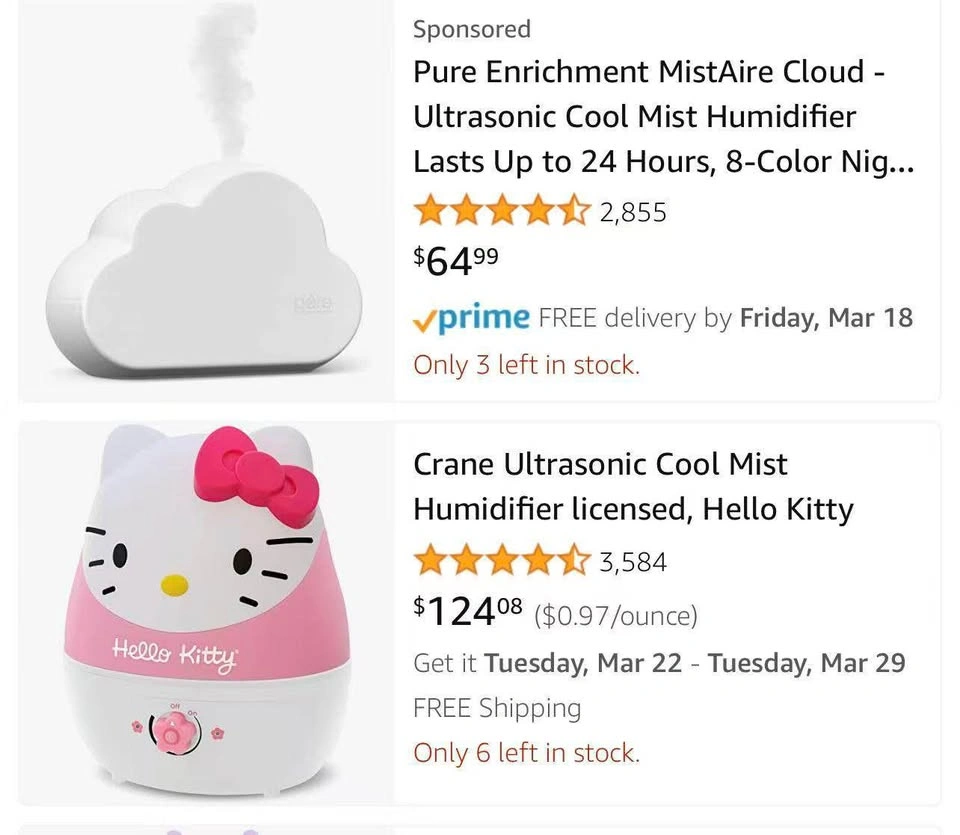 Crane Ultrasonic Cool Mist Humidifier, Hello Kitty - photo 2