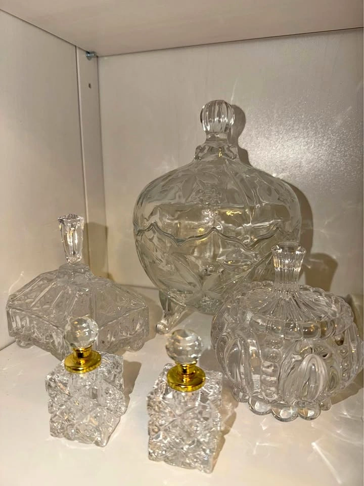 Vintage Cut Glass Vanity Set