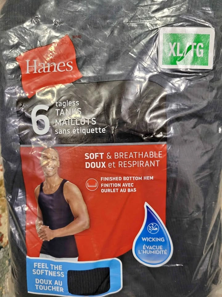 Brand New Hanes Men's Tagless Tank Tops - 6-Pack (Size XL)