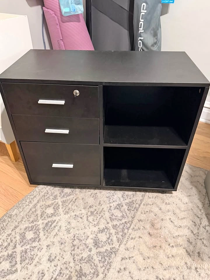 Black file cabinet with storage