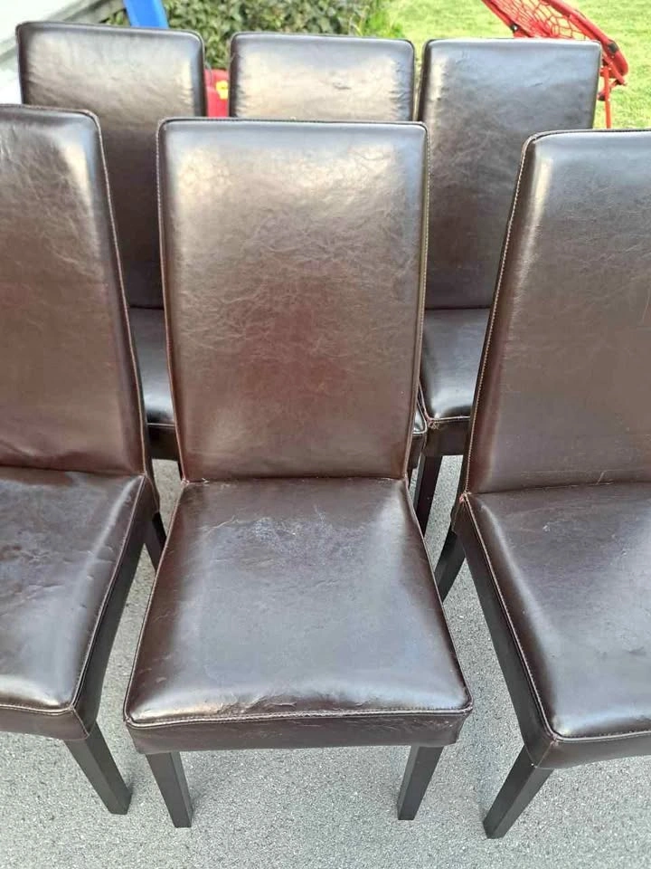 Set of 4 Brown Faux Leather Dining Chairs