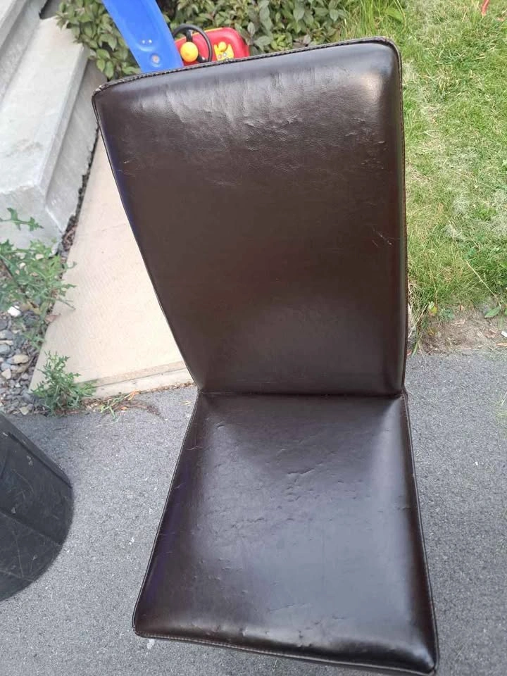 Set of 4 Brown Faux Leather Dining Chairs - photo 2