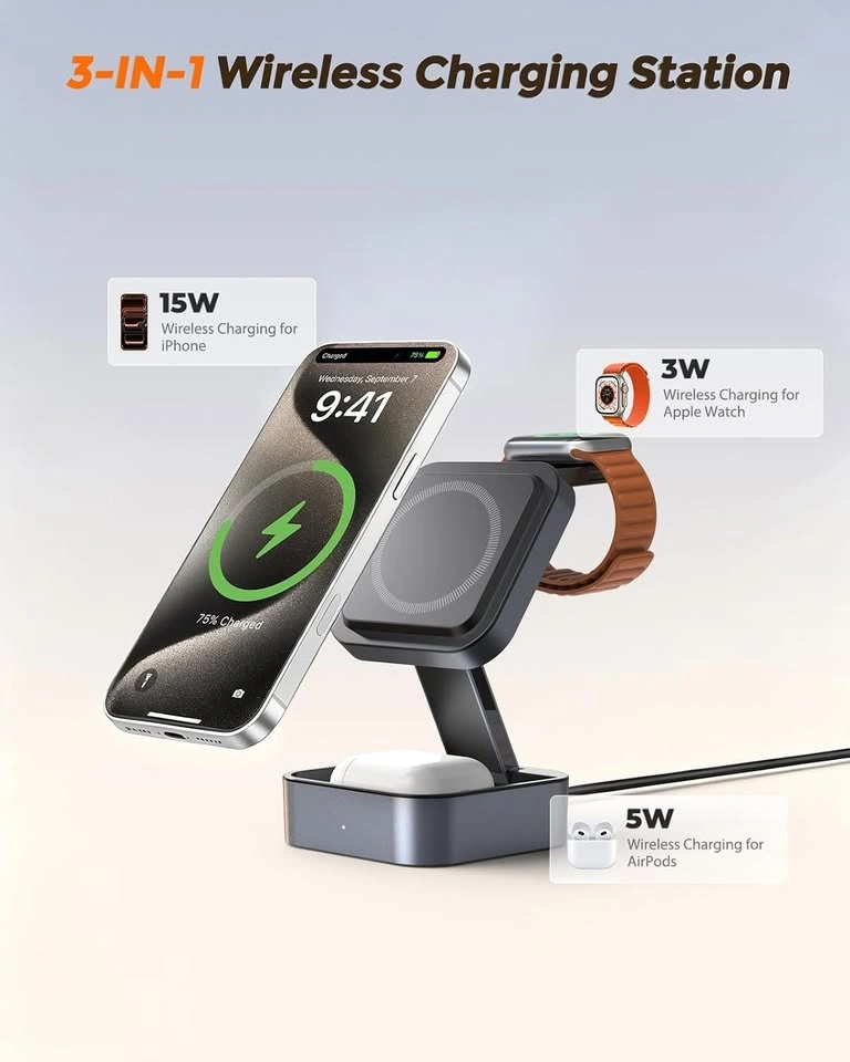 3 in 1 Wireless Charging Station for Multiple Devices - photo 3