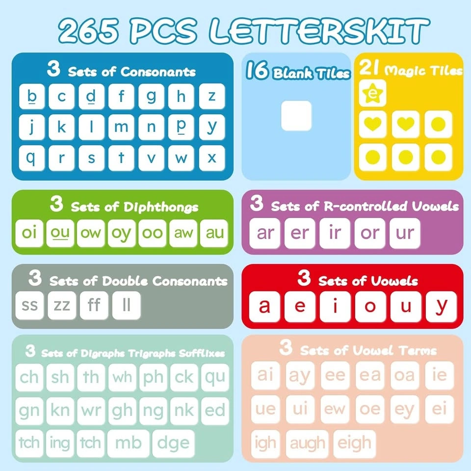 265PCS Phonics Magnetic Letter Tiles Set - photo 2