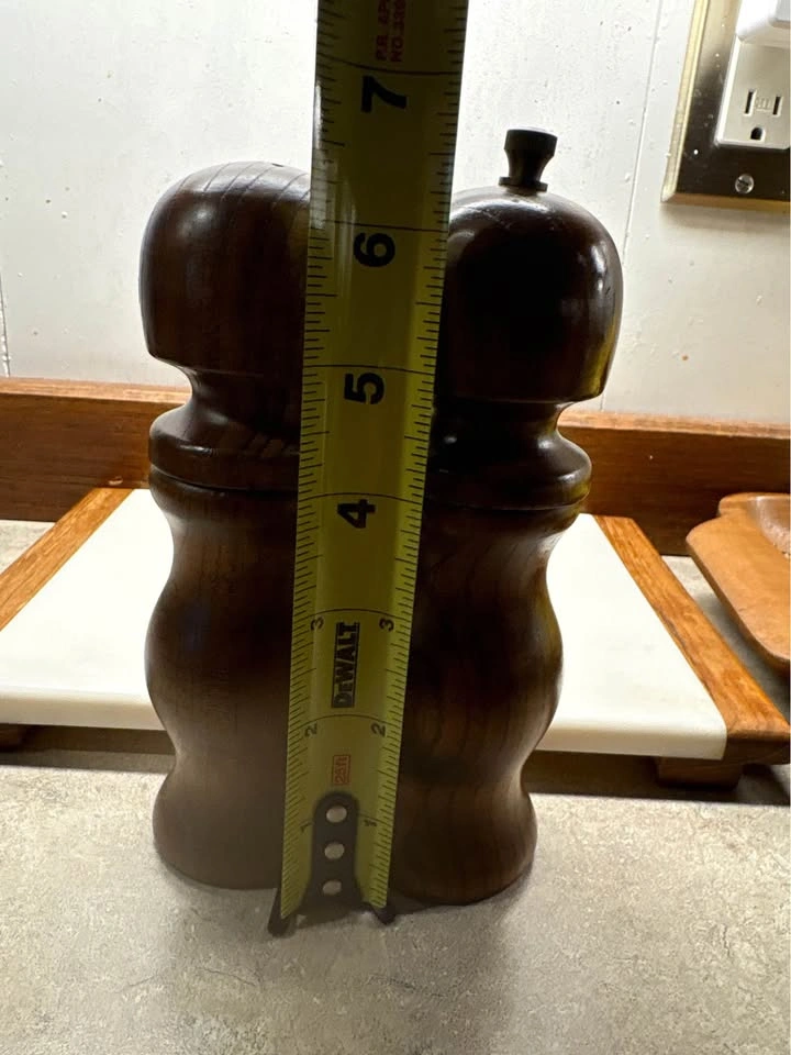 Vintage Mid-Century Wooden Salt Shaker & Pepper Mill Set - photo 2