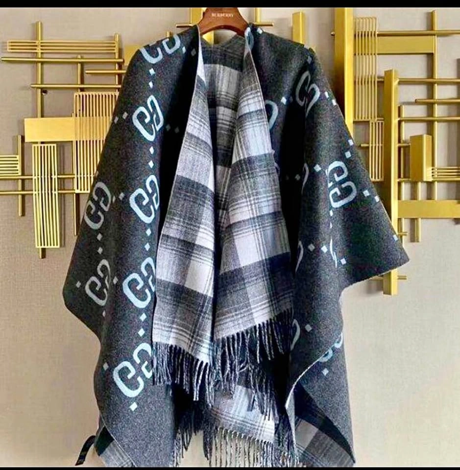 Authentic GUCCI Reversible GG Wool Oversized Shawl/Cape