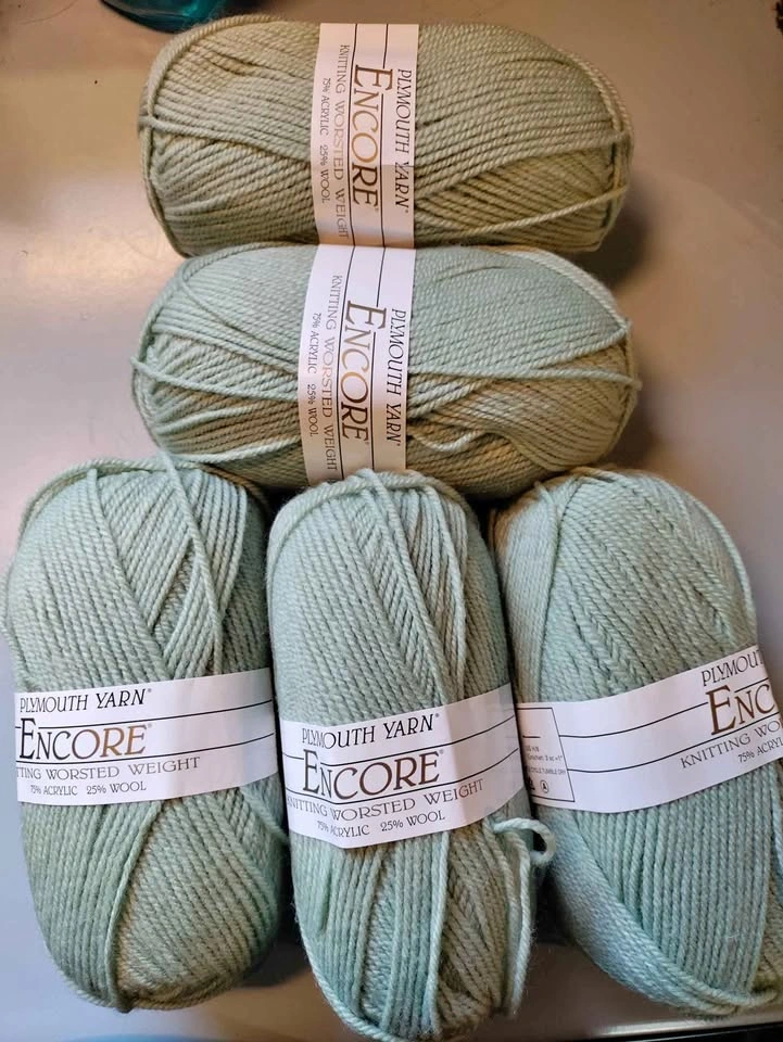 Lot of 5 Plymouth Encore Yarn (1231 - Pale Greenhouse)