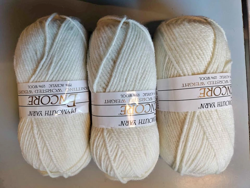 Lot of 3 Plymouth Encore Yarn (146 - Winter White)