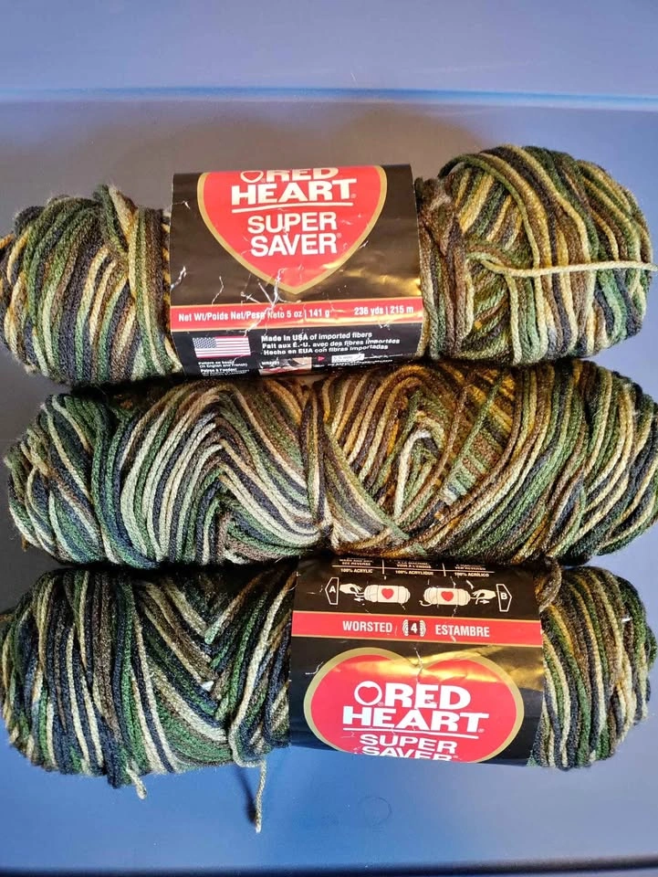 Lot of 3 Red Heart Super Saver Yarn (Camouflage)