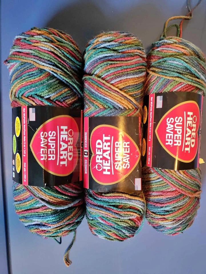 Lot of 3 Red Heart Super Saver Yarn (Discontinued - Williamsburg