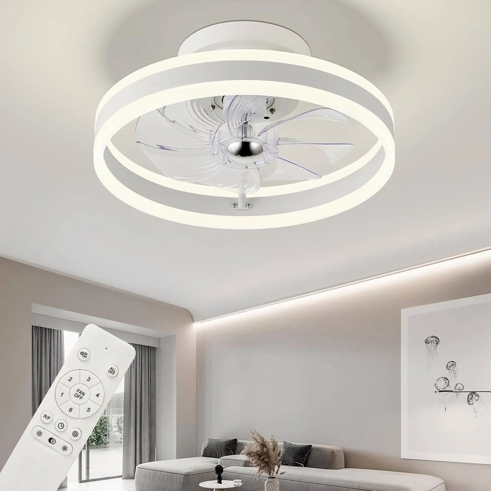 RIYNFO 16" Bladeless Ceiling Fan with LED Light & Remote