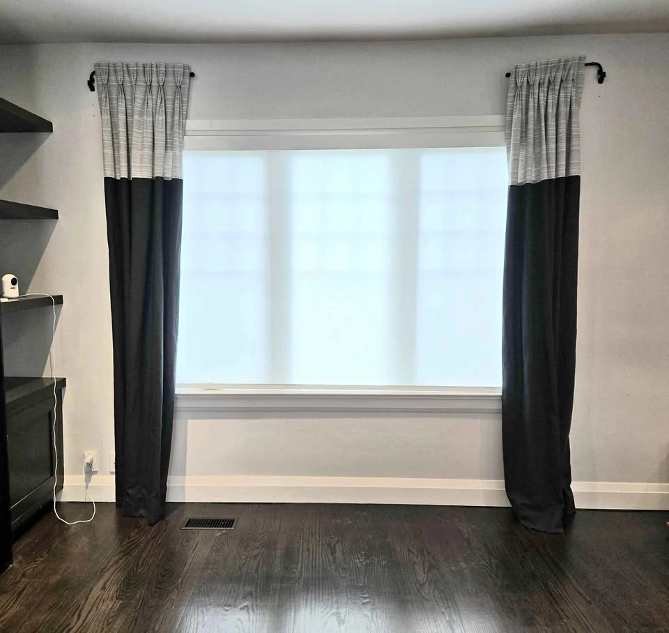 Black and Gray Side Panel Curtains - Pair