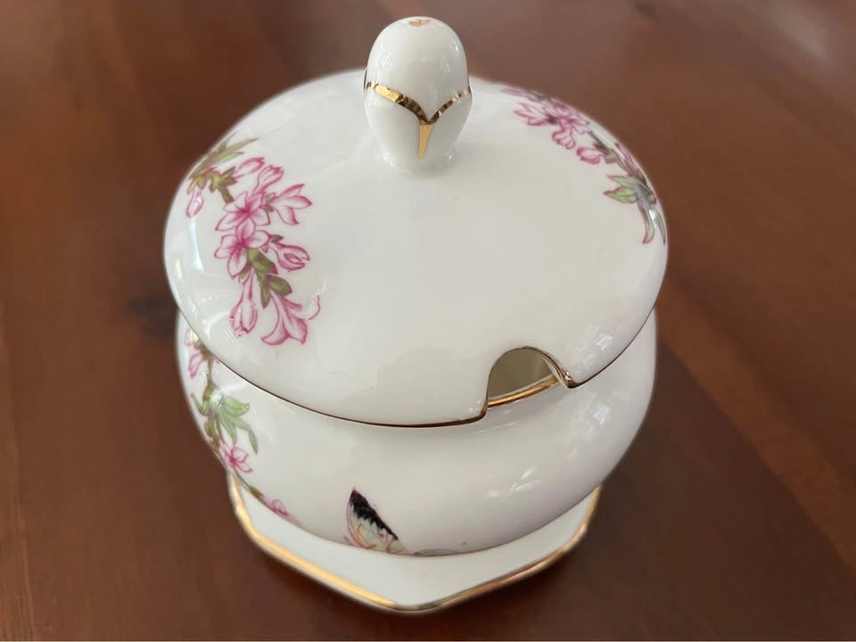 Vintage Tuscan Fine English Bone China Jam Pot & Saucer Set - photo 4