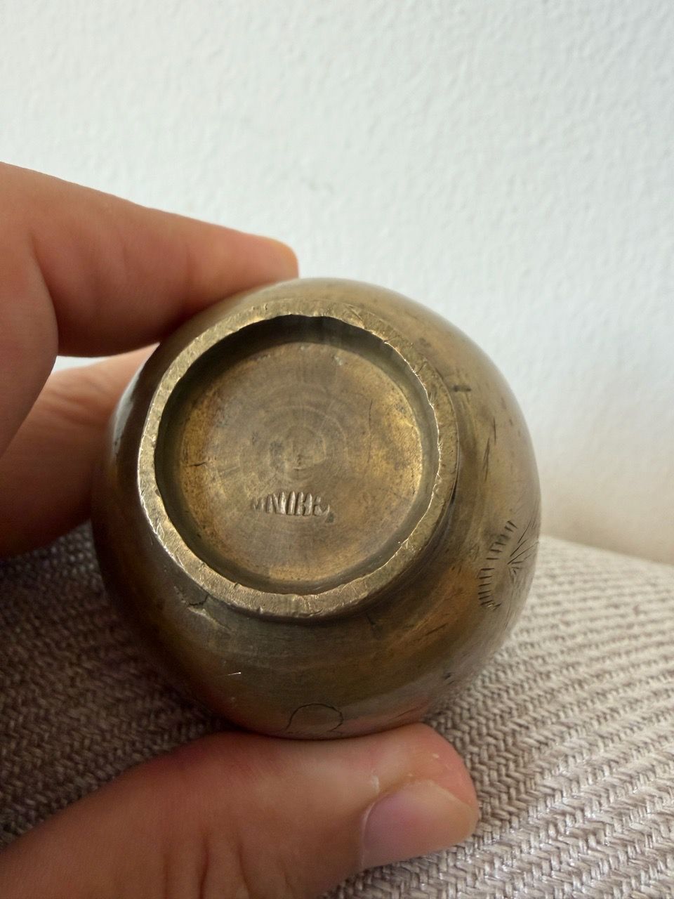 Vintage Hand-Engraved Brass Wine / Tea Cup & Saucer Set - photo 4