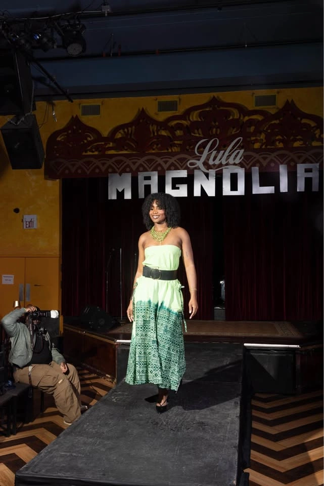 Strapless Lime Green Patterned Maxi Dress - photo 2