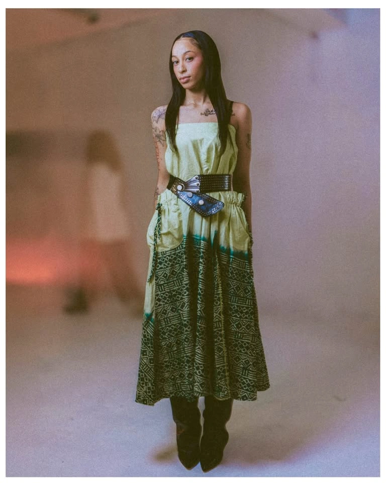 Strapless Lime Green Patterned Maxi Dress - photo 3